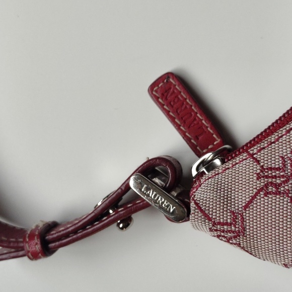 Lauren Ralph Lauren RLL Red and Tan Monogram Mini Hobo Handbag - Picture 3 of 8